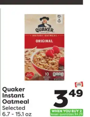 Weis Markets Quaker instant oatmeal offer