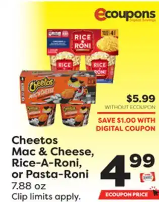 Weis Markets Cheetos mac & cheese, rice-a-roni, or pasta-roni offer