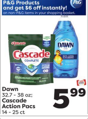 Weis Markets Dawn 32.7-38 oz cascade action pacs 14-25 ct offer