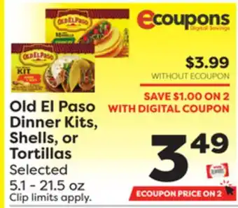 Weis Markets Old el paso dinner kits, shells, or tortillas offer