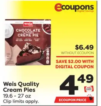 Weis Markets Weis quality cream pies offer