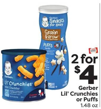 Weis Markets Gerber lil' crunchies or puffs offer
