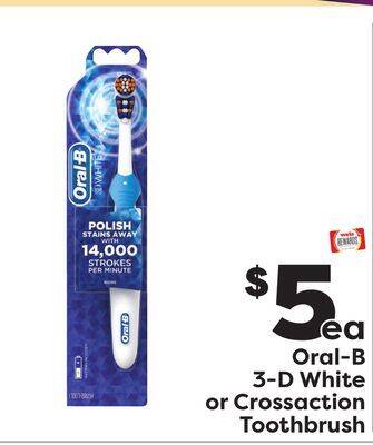 Weis Markets Oral-b 3-d white or crossaction toothbrush offer