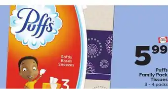 Weis Markets Puffs family pack tissues offer