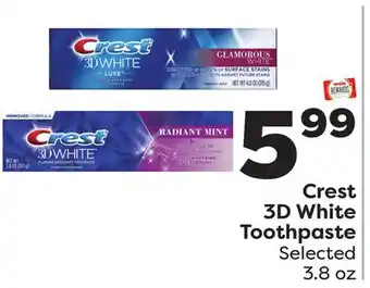 Weis Markets Crest 3d white toothpaste offer