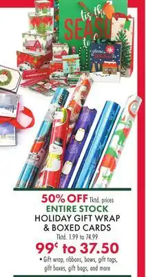 Boscov's Holiday gift wrap & boxed cards offer