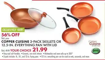 Boscov's Copper cuisine 3-pack skillets or 12.5-in everything pan with lid offer