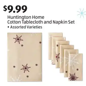 Aldi Huntington home cotton tablecloth and napkin set offer