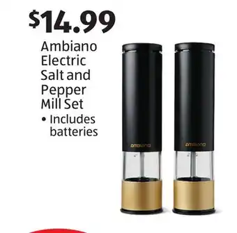 Aldi Ambiano electric salt and pepper mill set offer