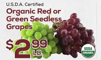 DeCicco & Sons Organic red or green seedless grapes offer