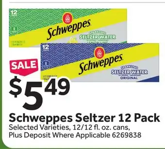 Stop&Shop Schweppes seltzer 12 pack offer
