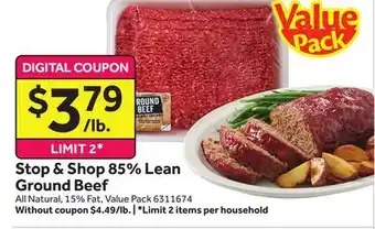 Stop&Shop Stop & shop 85% lean ground beef offer