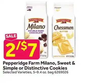 Stop&Shop Pepperidge farm milano, sweet & simple or distinctive cookies offer