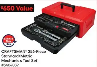 Lowe's 256-piece standard/metric mechanic's tool set offer