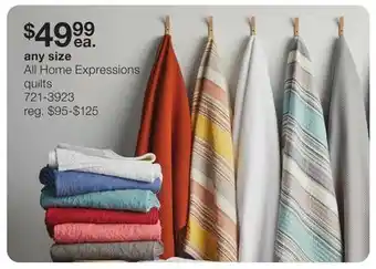 JC Penney All home expressions quilts offer