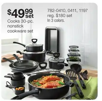JC Penney Cooks 30-pc. nonstick cookware set offer
