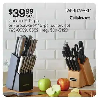 JC Penney Cuisinart 12-pc. or farberware 15-pc. cutlery set offer