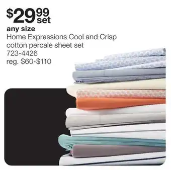 JC Penney Home expressions cool and crisp cotton percale sheet set offer