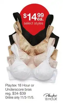 JC Penney Playtex 18 hr and underscore bras offer
