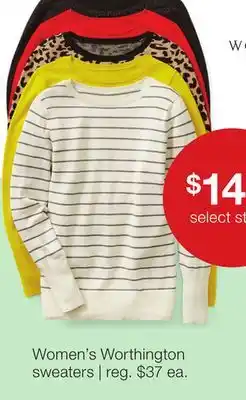 JC Penney Women's worthington sweaters offer
