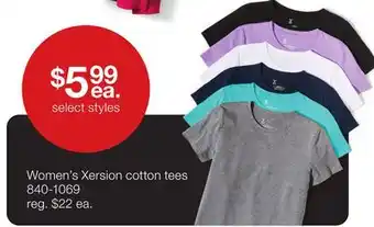 JC Penney Women's xersion cotton tees offer