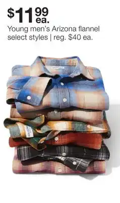 JC Penney Young men's arizona flannel offer