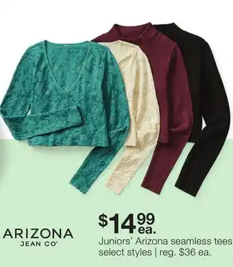 JC Penney Juniors' arizona seamless tees offer