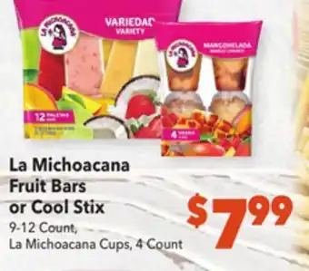 Vallarta Supermarkets La michoacana fruit bars or cool stix offer