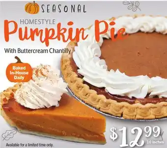 Vallarta Supermarkets Pumpkin pie offer
