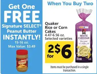 Albertsons Quaker rice or corn cakes offer