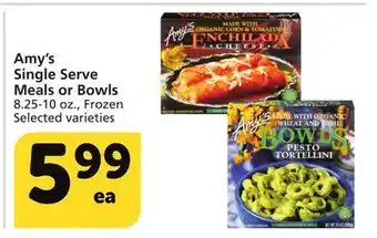 Albertsons Amy's single serve meals or bowls offer