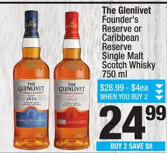 Super King Markets The glenlivet founder's reserve or caribbean reserve single malt scotch whisky offer