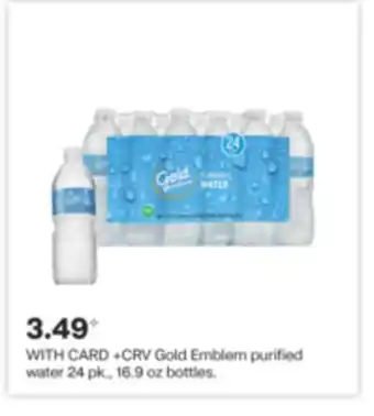 CVS Gold emblem purified water 24 pk., 16.9 oz bottles offer