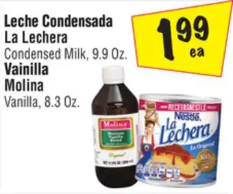 El Super La lechera condensed milk, 9.9 oz. molina vanilla, 8.3 oz offer