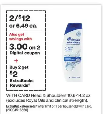 CVS Head & shoulders 10.6-14.2 oz offer