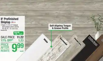 Menards Dakota 7-1/4 x 8' ponderosa prefinished shiplap wall plank offer