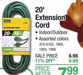 Menards Performax 20' 16/3 light-duty green outdoor extension cord offer