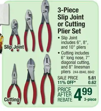 Menards Tool shop slip joint pliers set - 3 piece offer