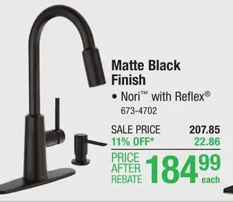 Menards Moen nori with reflex one-handle pull-down matte black kitchen faucet offer