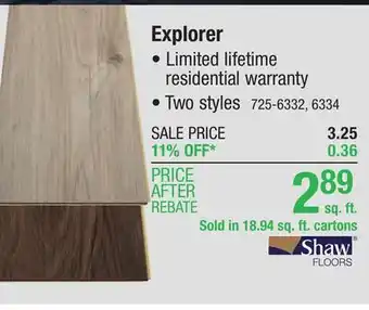 Menards Shaw explorer alpine 7 x 48 floating luxury vinyl plank flooring (18.94 sq.ft/ctn) offer