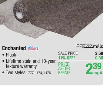 Menards Looptex mills enchanted feather gray plush carpet 12 ft. wide offer