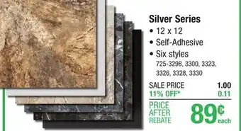 Menards Designer's image silver series moon white 12 x 12 self-adhesive vinyl tile offer