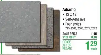 Menards Armstrong flooring adiamo subtle gray 12 x 12 self-adhesive vinyl tile offer