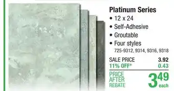 Menards Designer's image platinum series cascade gray 12 x 24 self-adhesive vinyl tile offer