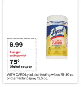 CVS Lysol disinfecting wipes 75-80 ct. or disinfectant spray 12.5 oz offer