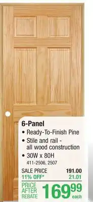 Menards Mastercraft 30w x 80h pine 6-panel interior door system - right inswing offer