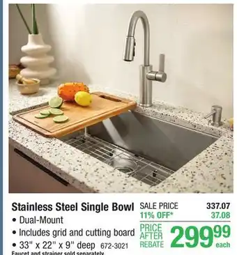 Menards Moen islet dual-mount 33 stainless steel 2-hole single bowl kitchen sink workstation with accessories offer