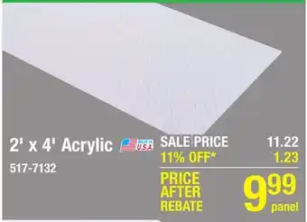 Menards Plaskolite 2' x 4' clear prismatic acrylic light panel offer