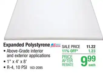 Menards R-4 (10 psi) 1 x 4' x 8' expanded polystyrene foam board insulation offer