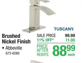 Menards Tuscany abbeville one-handle 4 centerset brushed nickel bathroom faucet offer